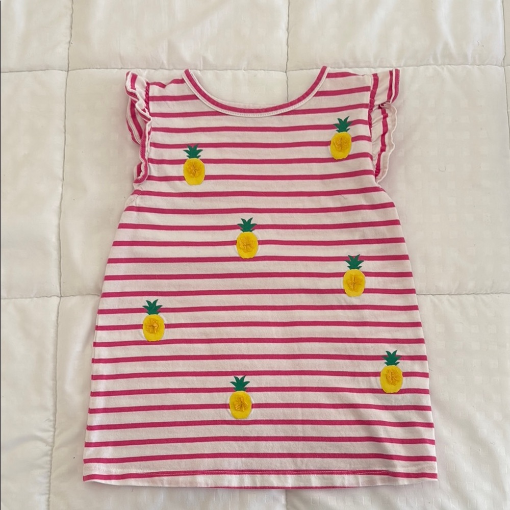 Mini Boden Pink Striped Kids Top with Pineapple Design